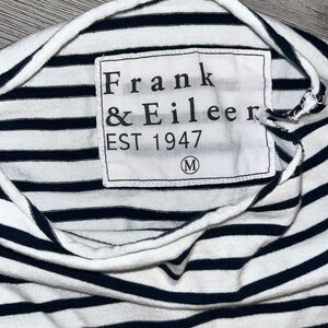 frank & eileen effie long sleeve funnel neck capelet white royal navy stripe
